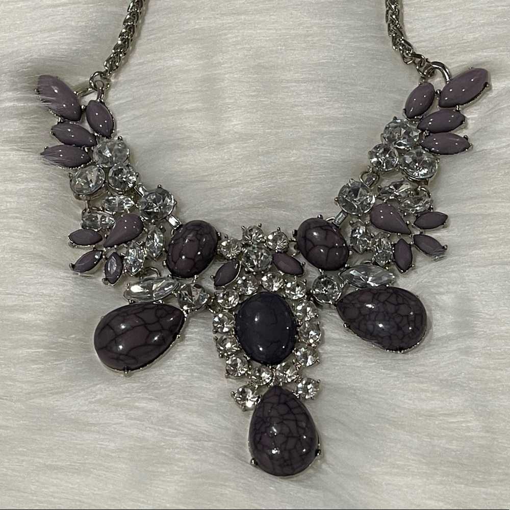 Purple&Silver Statement Necklace